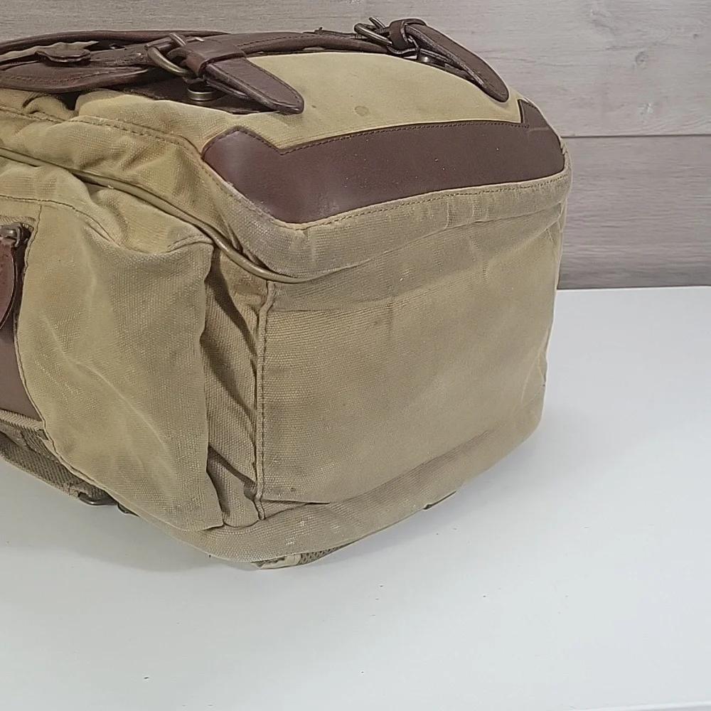 Men's Bob Timberlake Waxed Canvas and Brown Leather Laptop Backpack